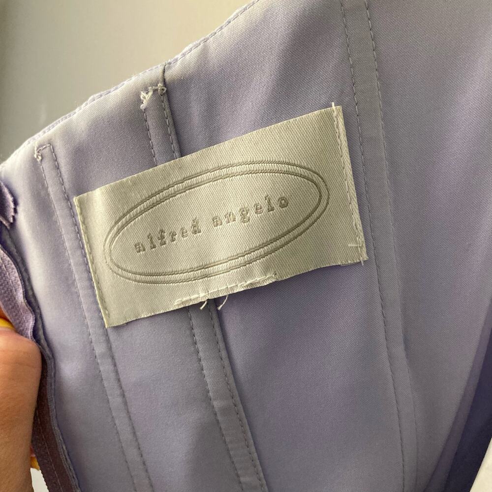 Alfred Angelo Vintage Lilac Blue Floral Sleeveless Princess Prom Dress size 10 - Picture 9 of 10